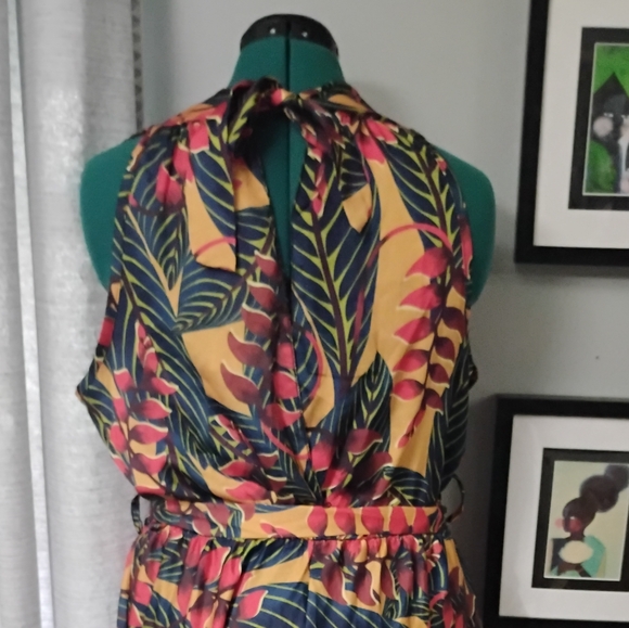 Coolples Tropical Printed V-Neck Sleeveless Maxi Dress, Sz L - Picture 10 of 14